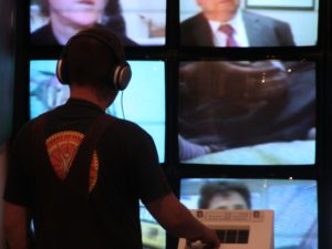 interactive video wall CRT TVs 4x4